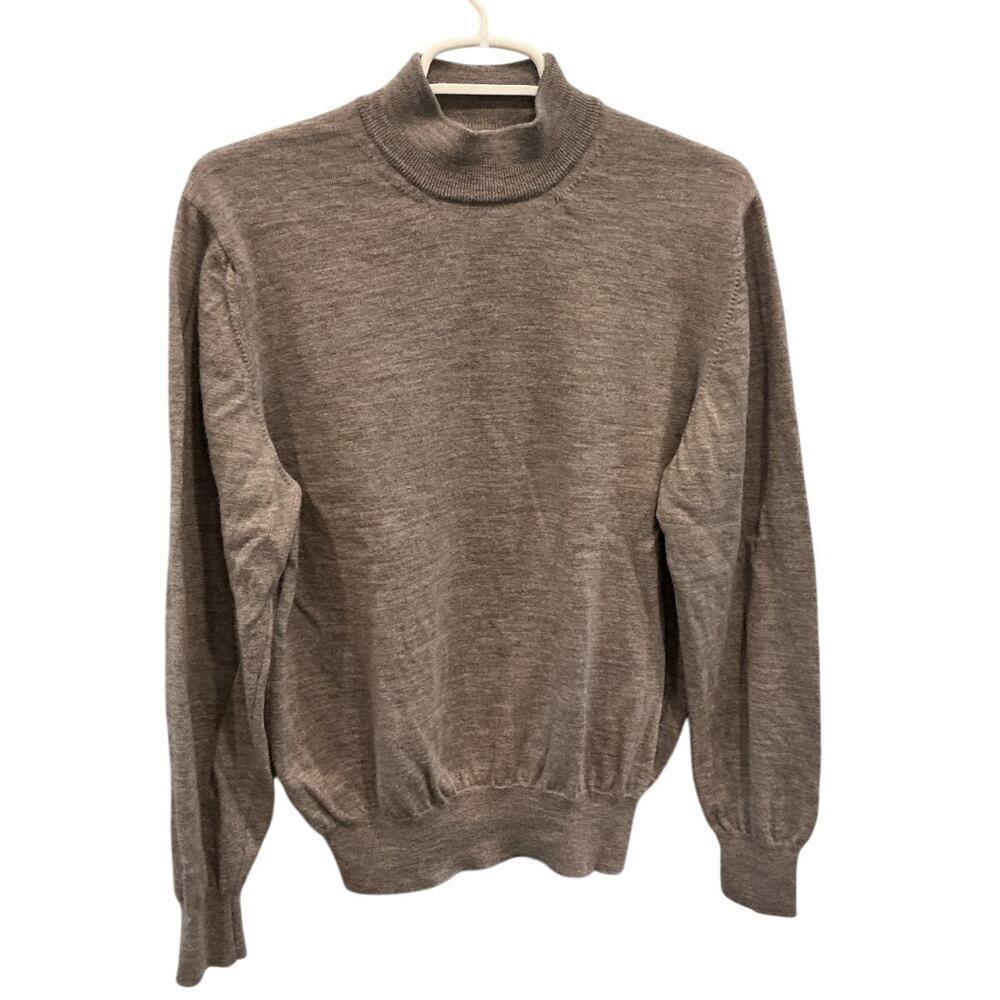 Gran Sasso Women Turtleneck Wool Sweater Size L Grey Minimalist Classic Layers